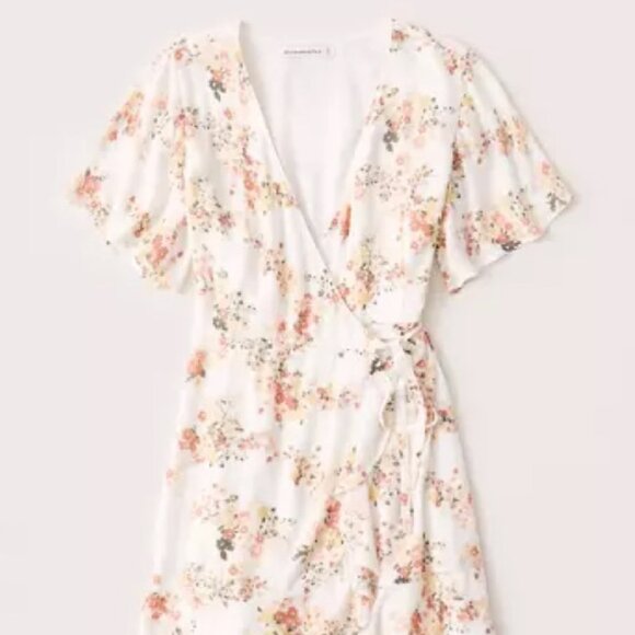Abercrombie & Fitch White Wrap Floral Mini Dress Size XS - Picture 9 of 10